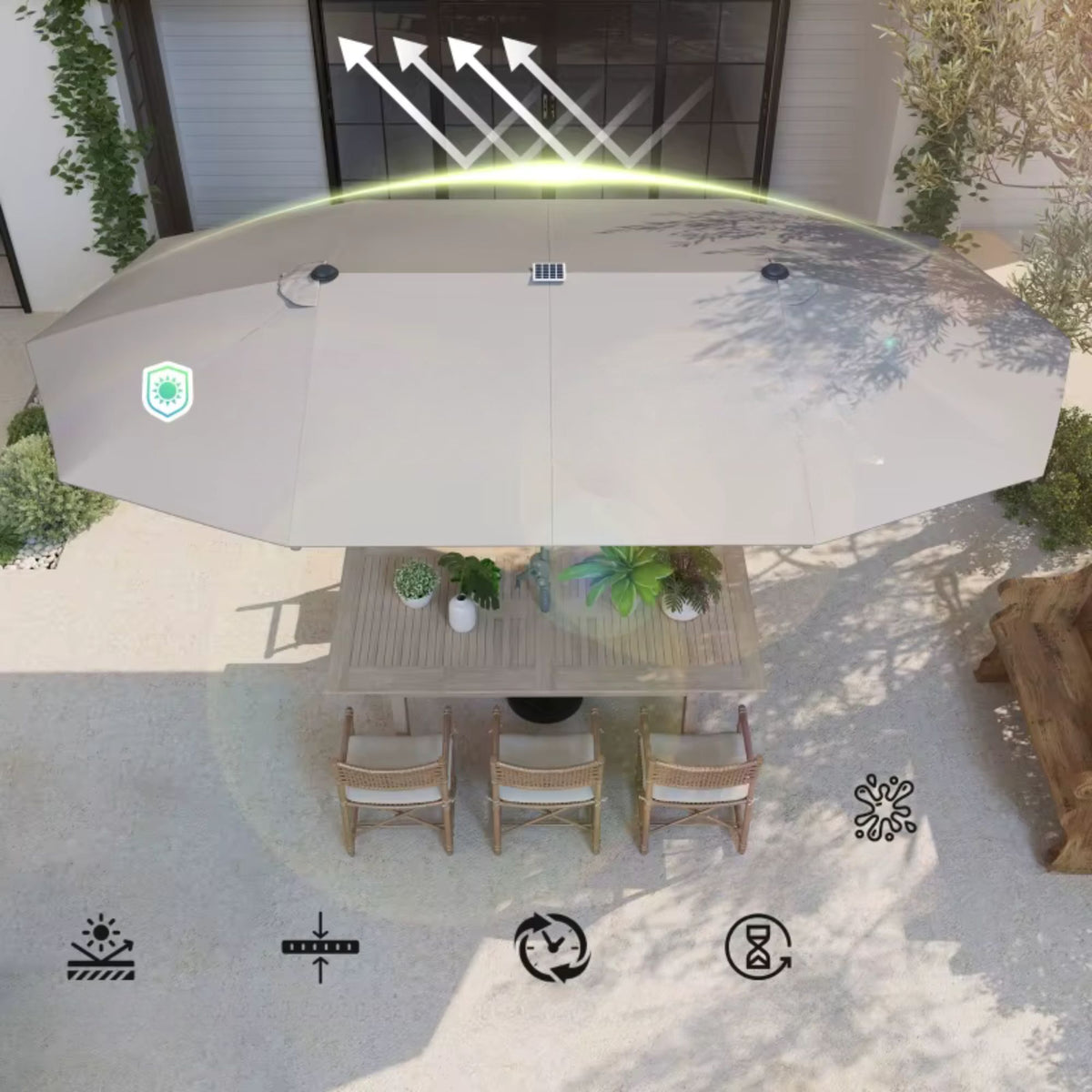 Parasol avec éclairage LED  solaire