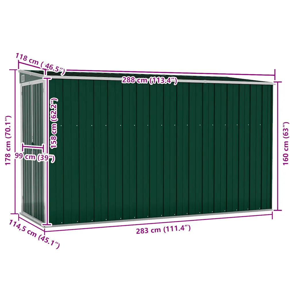Abri de jardin mural végétalisé en acier galvanisé