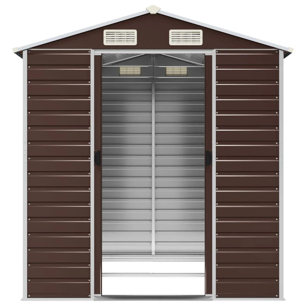 Abri de jardin marron en acier galvanisé