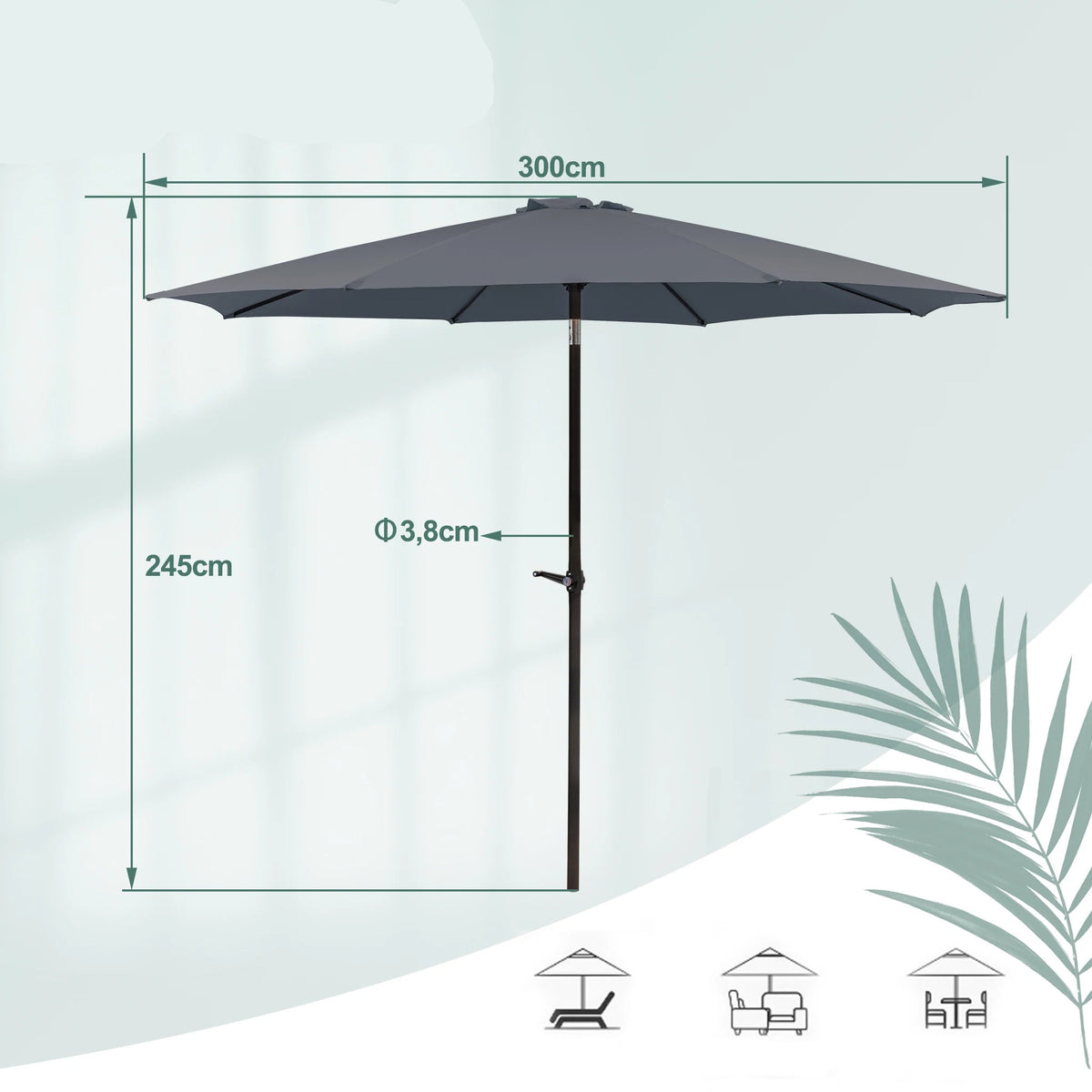Parasol pliable  300 cm / 245 cm